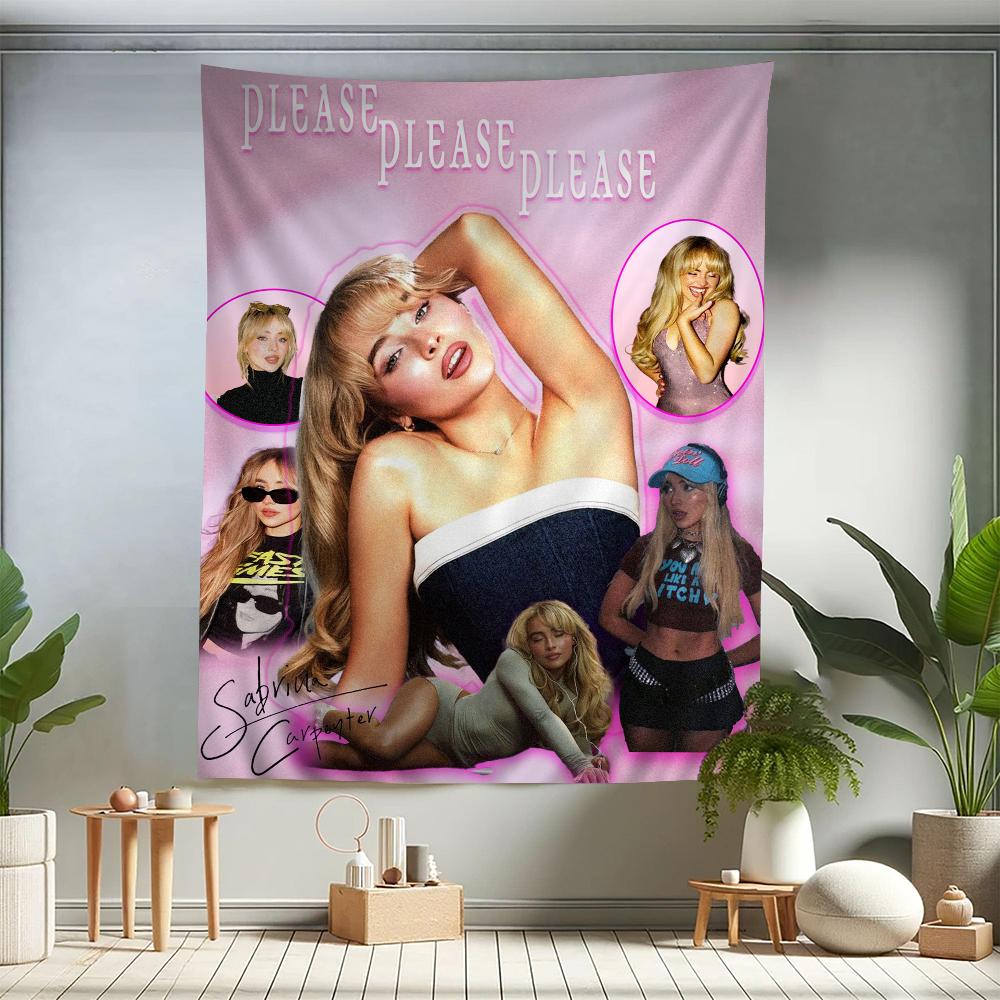 Modern Fashion Singer Sabrina Carpenter Anime Tapestry Hippie Flower Wall Carpets Dorm Decor Wall Hanging Home Decor