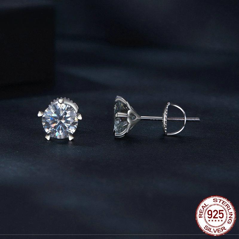 Brincos de pino de moissanite com ponta de coração, brincos de diamante criados em laboratório, joias finas banhadas a platina, presente para mulheres