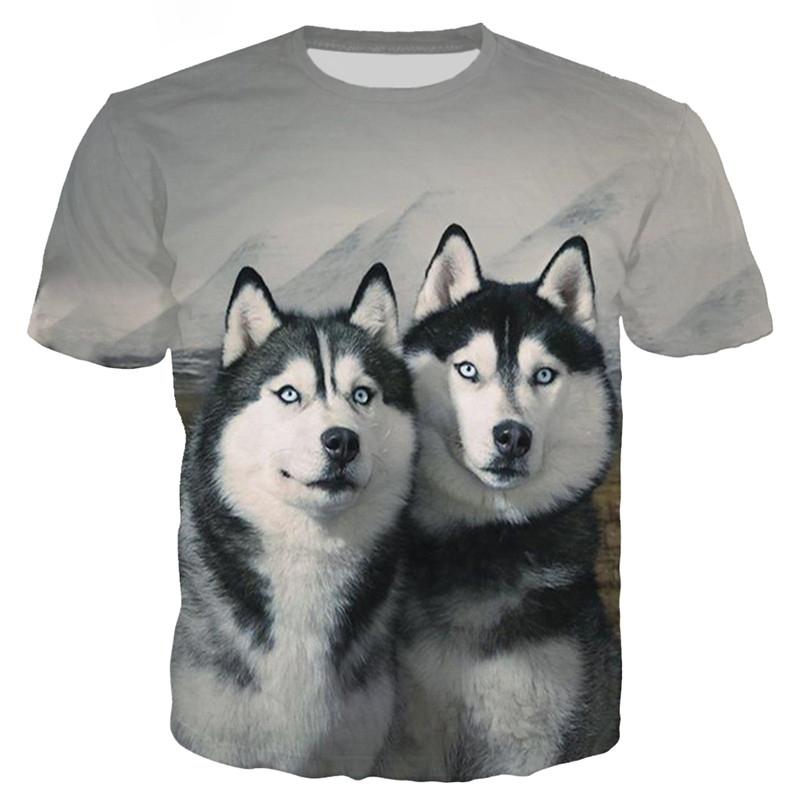 Funny Pet Dog T-Shirts Husky Animal 3D Print Streetwear Men Women Fashion Oversized Short Sleeve T Shirt Kids Tees Tops Clothing