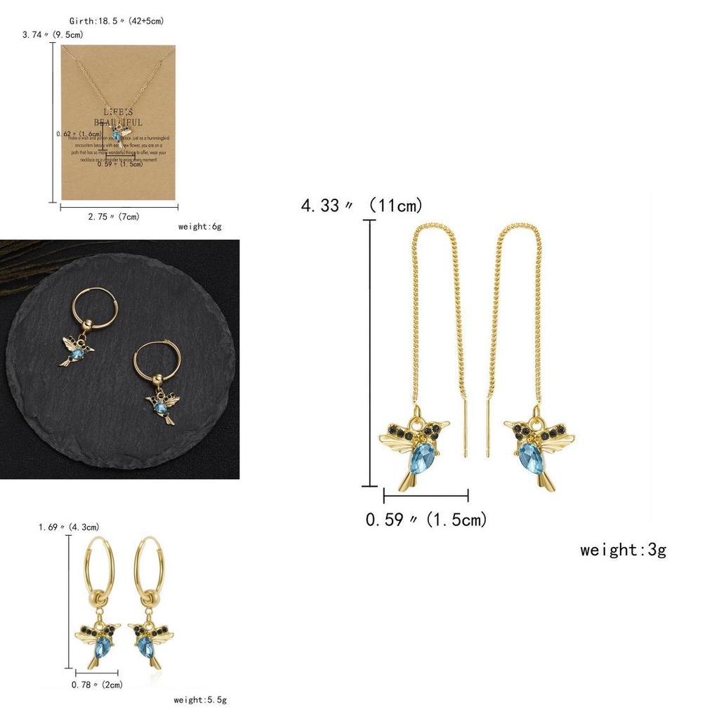 Vintage Style Hummingbird Ear Lines With Rhinestone Decor For Parties