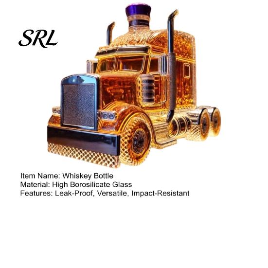 Liquor Storage Truck-Shaped Glass Whiskey Decanter, Vintage Carafes for Spirits, Bottle with Airtight Seal, Home Bar Decor Spirits