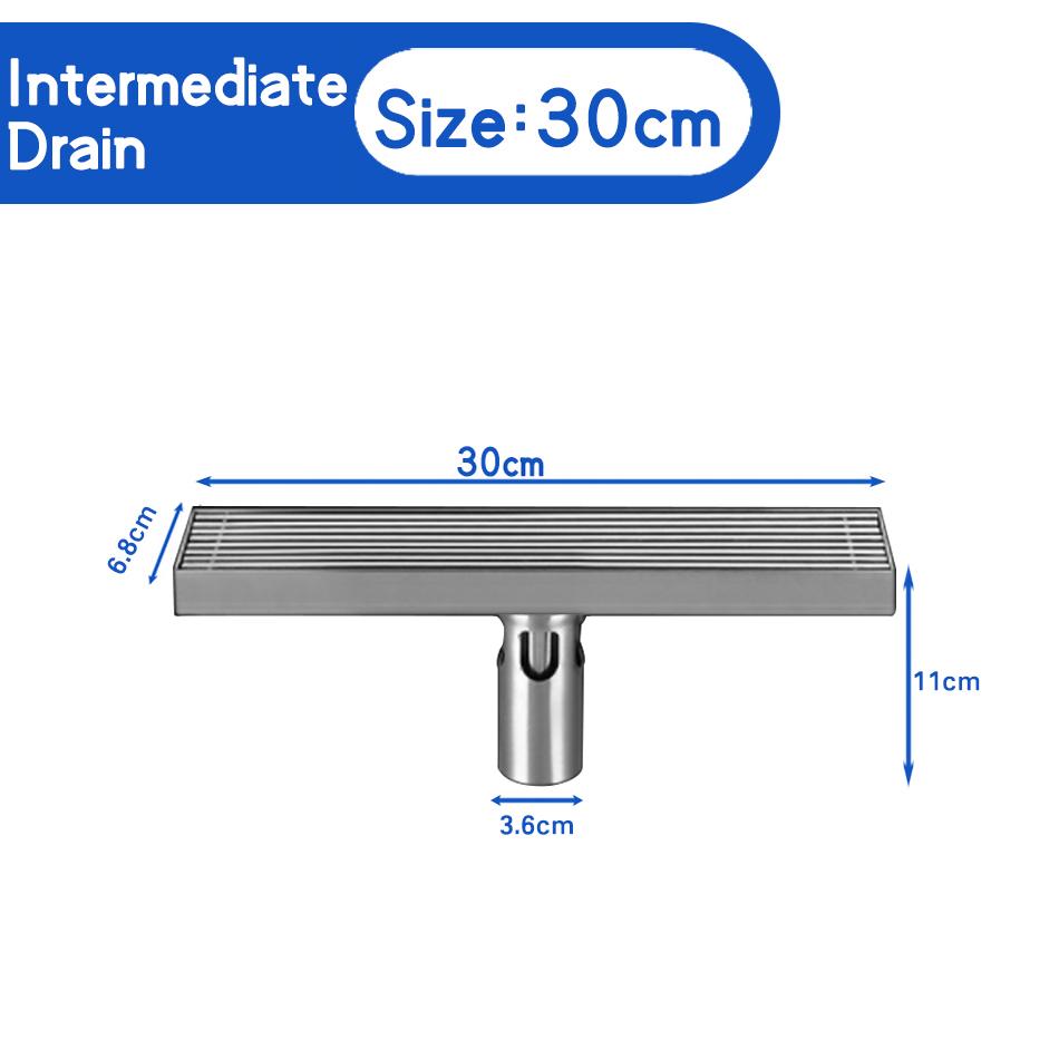Badezimmer-Bodenablauf USU304 Edelstahl Streifen Rechteck Dusche Lange lineare Entwässerung Seitenbodenabläufe für Küchentoiletten