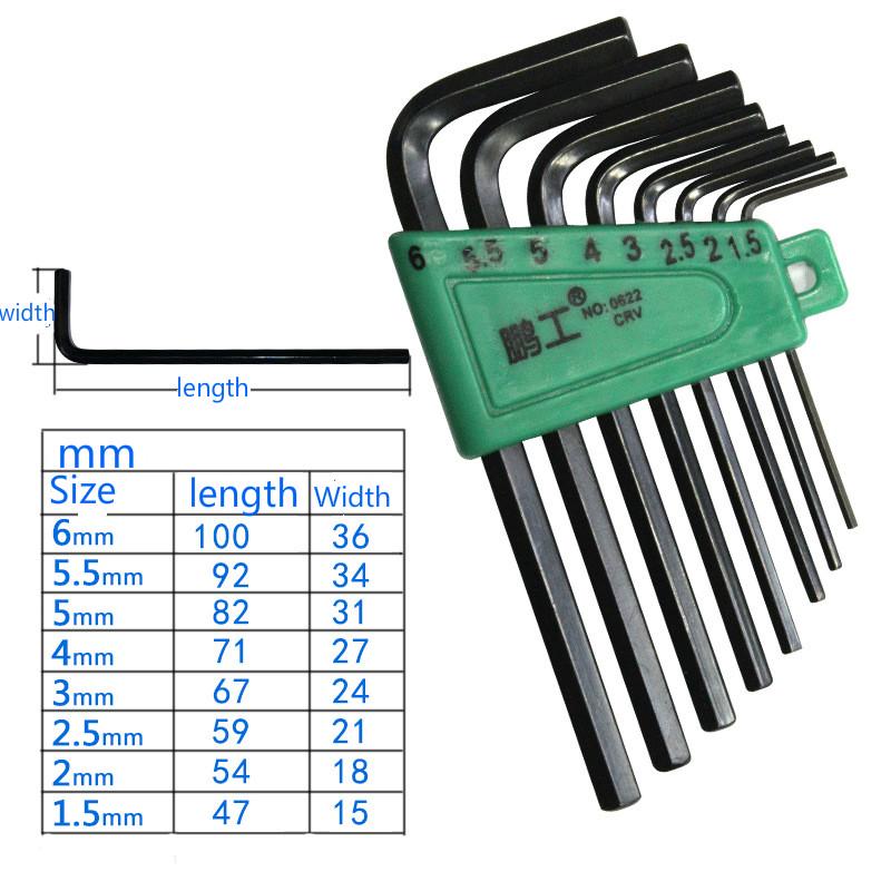 1 Set 1.5mm-6mm Hexagonal Allen Hex Key Cycling Wrench Repair Tool Kit Repair Key Bicycle Hand Tool