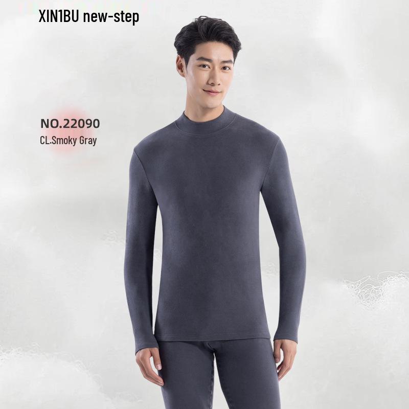 New Step Men's Fleece Lined Cotton Pajamas Set - Extra Thick Long Johns for Autumn