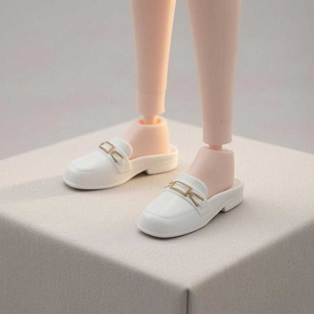 Doll Mules with Gold Chain Glossy 1/6 Scale Loafers Versatile