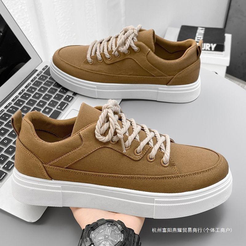 Canvas men's shoes 2024 new niche design versatile casual board shoes student sports black cloth shoes trendy shoes