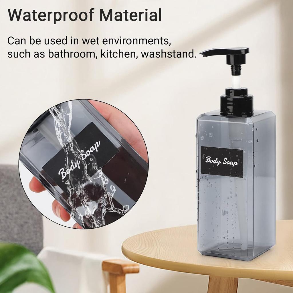 Suream Waterproof Labels for Plastic/Glass Bottles, Kitchen&Bathroom Stick Lable for Shampoo, Soap, Lotion, Conditioner, Home Organization, Soap