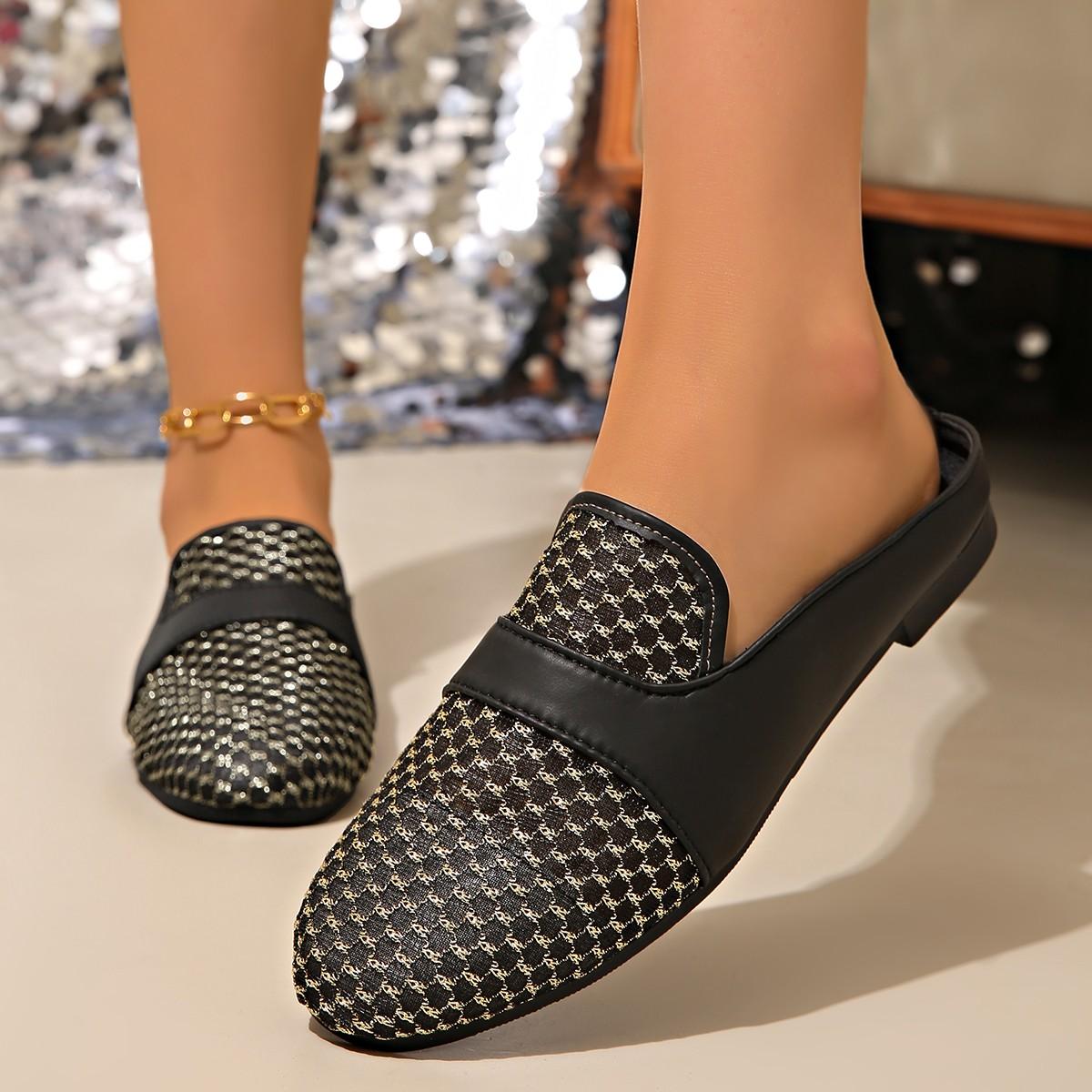 

Fashion Women Slippers Sexy Mesh Mules Slippers Flat Outdoor Shoes Women Clogs Beach Sandals Flip Flops Indoor Home Slides Female 36 чёрный