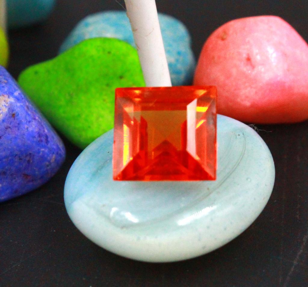 10.75 Carat Emerald Shape Orange Sapphire Sri Lanka Certified Gemstone SN196