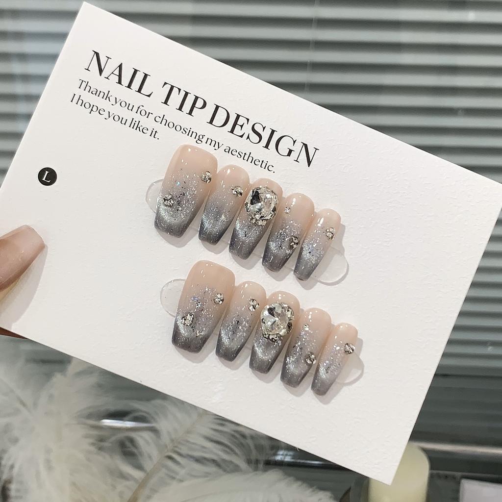 Ice-transparent Gradient Silver Shattered Thin Flash Cat Eyes Fresh Pile Diamond Magic Blue Detachable Wearable Armor