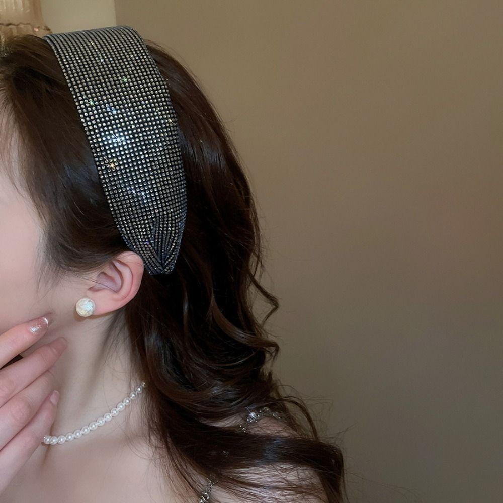 Headwear Rhinestone Headband Shiny Blingbling Hair Hoop Hair Accessories Wide Edge Hairband  Daily