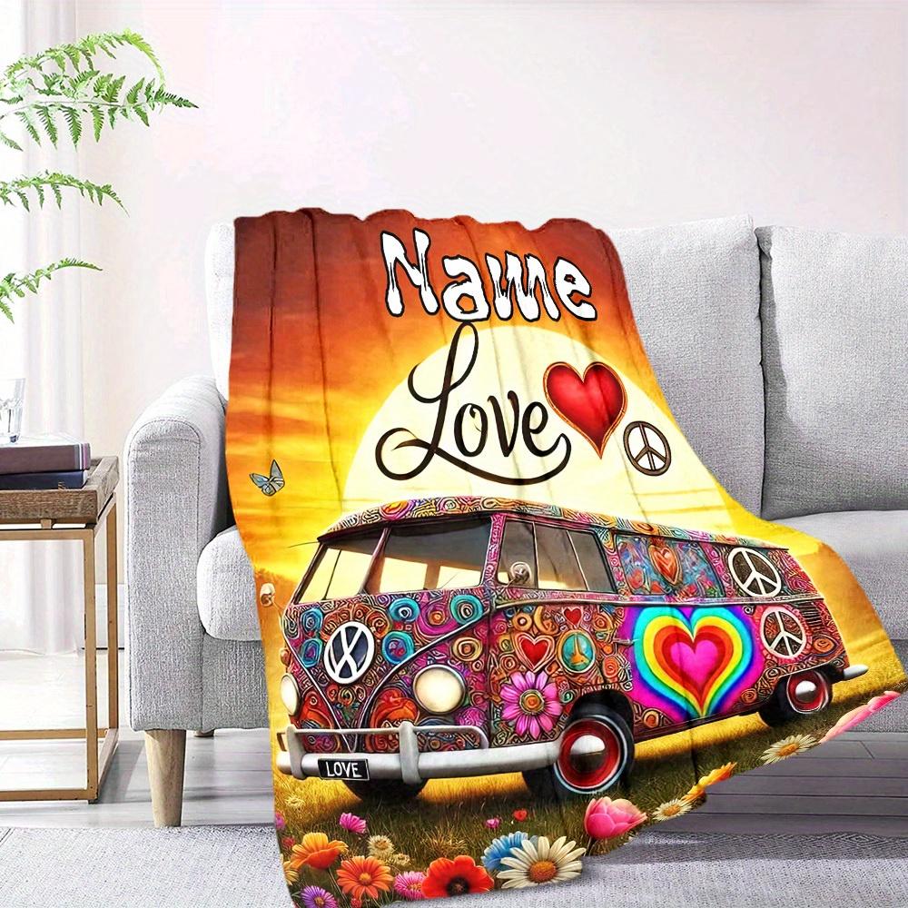 Hippie Van Home Custom Blankets Comfortable Soft Lightweight Multipurpose Blanket For Picnics Sofas Offices Beds Living Rooms Perfect Gift For Friends