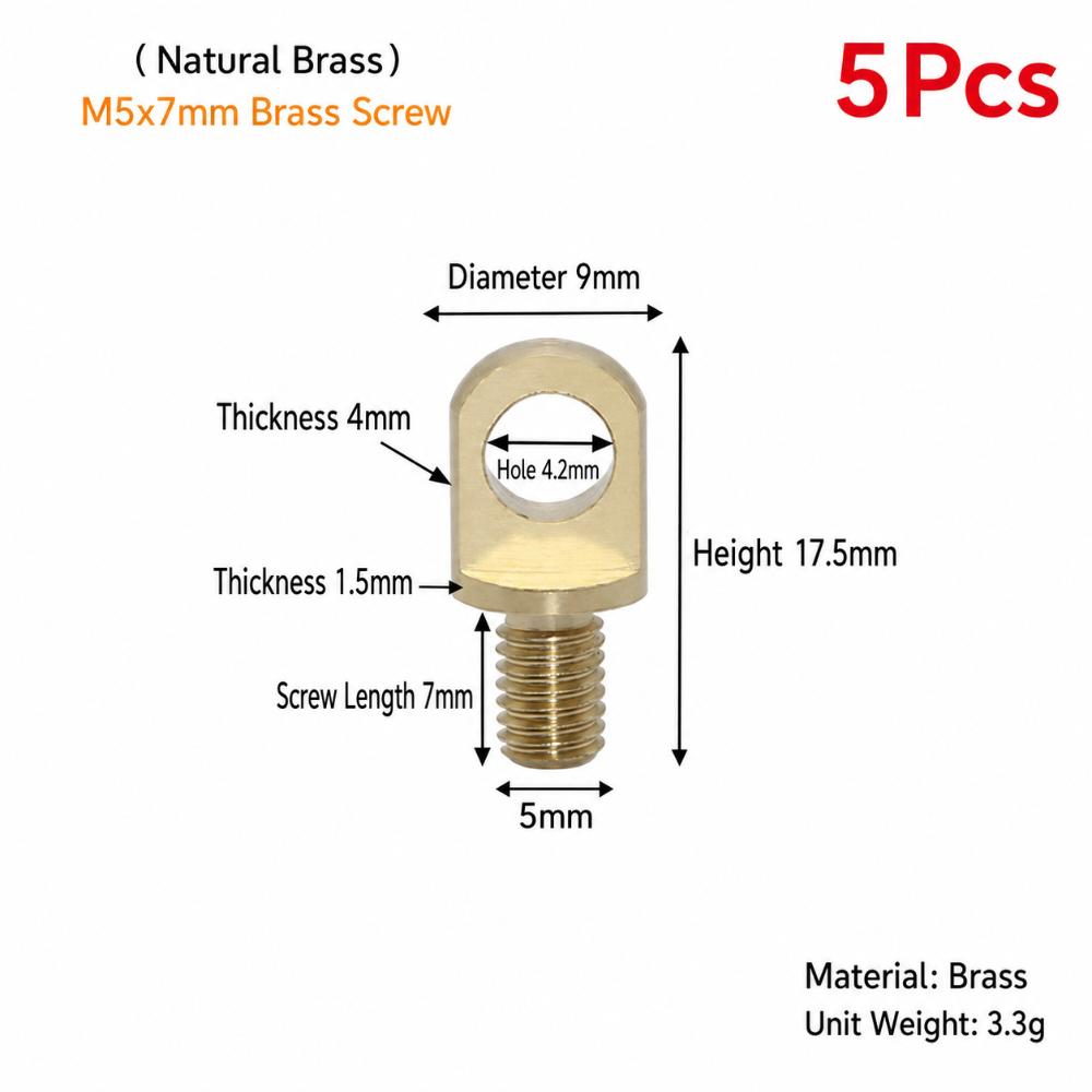 5Pcs M3-M10 Brass Eye Bolts Brass Lifting Ring Eye Bolt for Wire Rope Plant Light Suspension