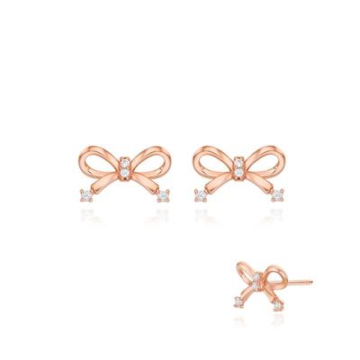 Silver Ribbon Cubic Earrings Sc24B11T