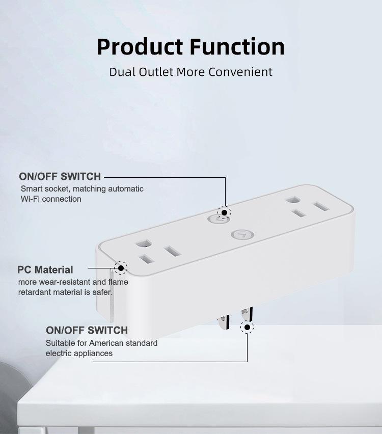 US Dual WiFi Smart Socket with Shelf & Alexa Voice Control