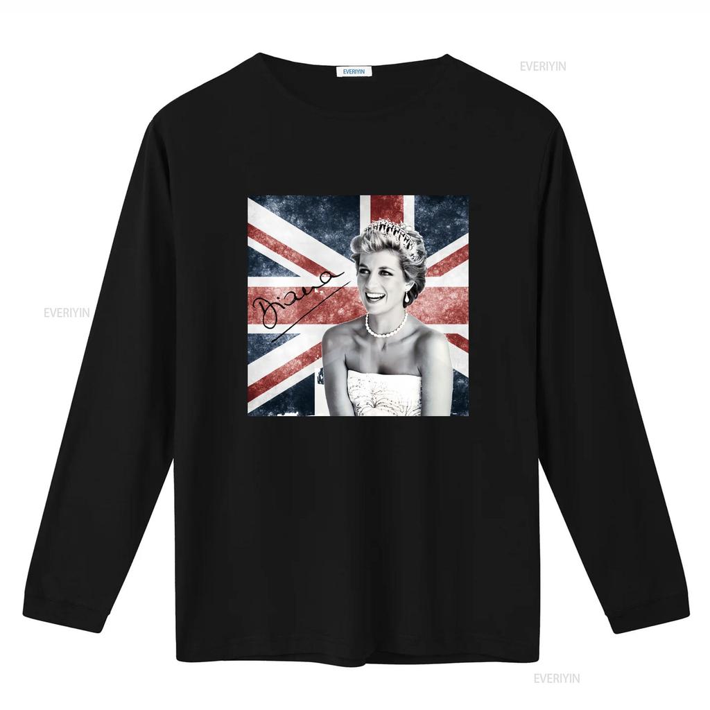 New Popular Princess Diana Lady Funny T Shirt White Men All Size British Flag Design Vintage Washed Slightly Designer Clothes