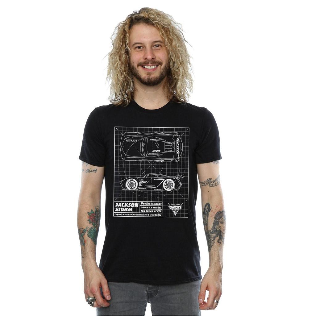 Disney Herren Cars Jackson Storm Blueprint T-Shirt