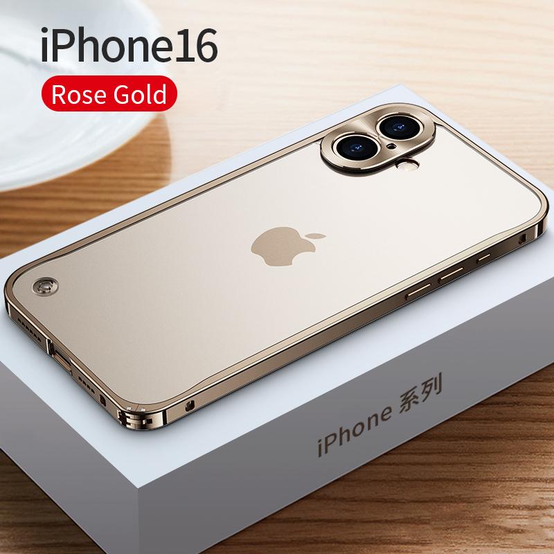 Coque de téléphone à cadre métallique Pour iPhone 17 11 12 13 14 15 16 Pro Max Alliage d'aluminium Protection Complète de l'Objectif Coque Arrière Métallique Plaqué Pour iPhone 13 mini