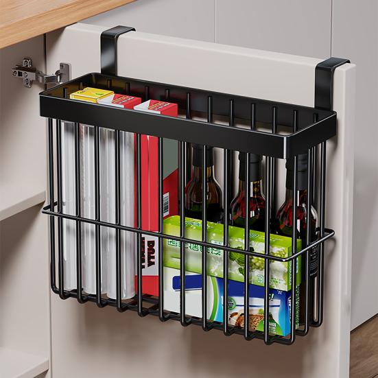 Basket Hanging Behind The Door Kitchen Cabinet Door Organizer Wall Mounted Self Adhesive Storage Basket