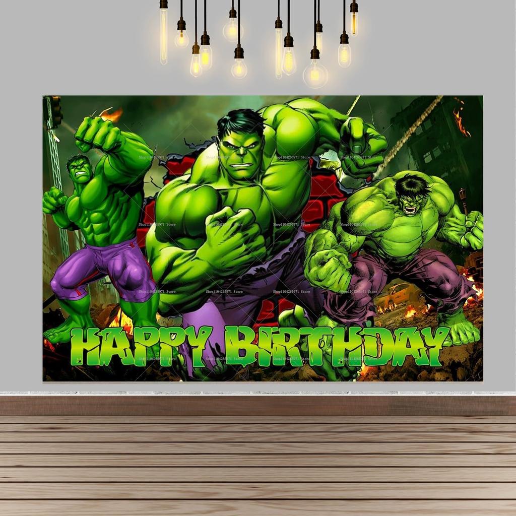 Fondo de foto de Hulk, superhéroe, gigante de dibujos animados verde, decoraciones para fiesta de cumpleaños infantil, artículos para baby shower.