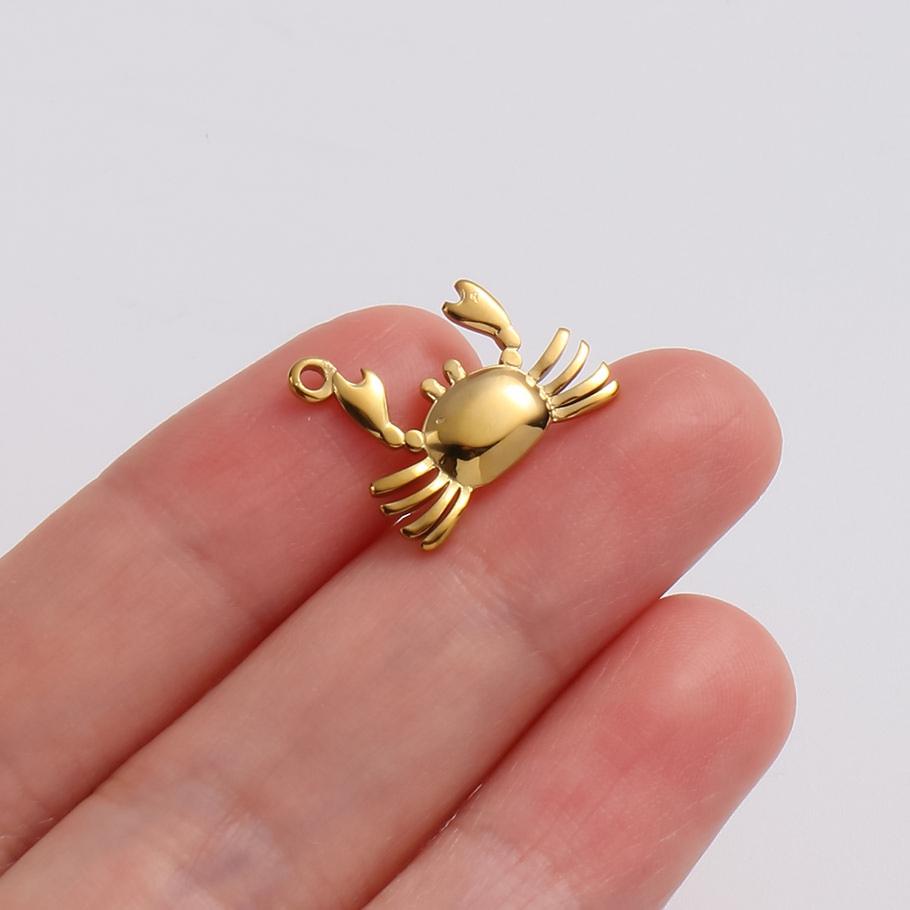 5pcs/Lot Gold Color Exquisite Sea Animal Charm Shell Tortoise Stainless Steel Pendants For Jewelry Making Supplies Beach Pendant
