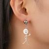 My Shape Middle Finger Stickman Earrings Funny Doodle Stud Earrings Stainless Steel Earrings Hip Hop Jewelry Valentine's Day
