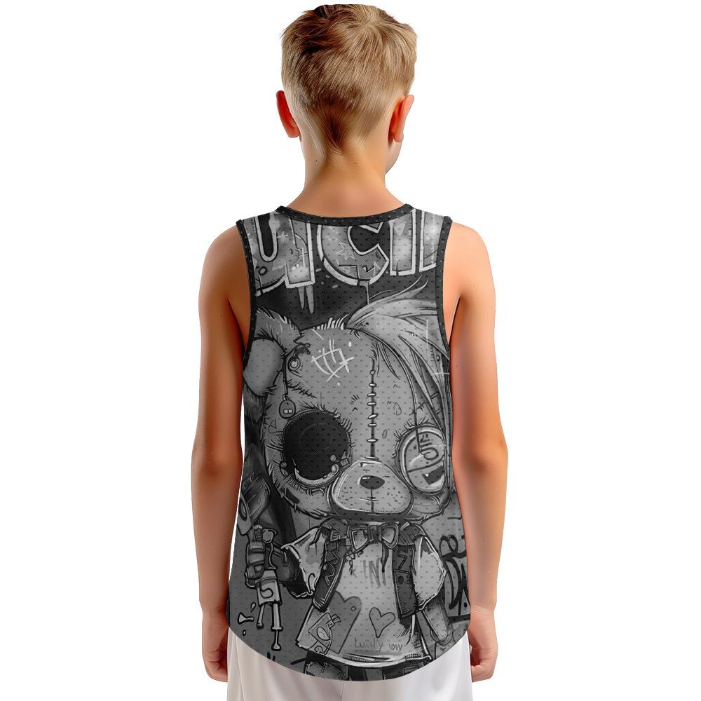 Summer Round Neck 3D Cartoon Pattern Printed Top Fashionable Casual Sleeveless Vest Children's Boy T-shirts
