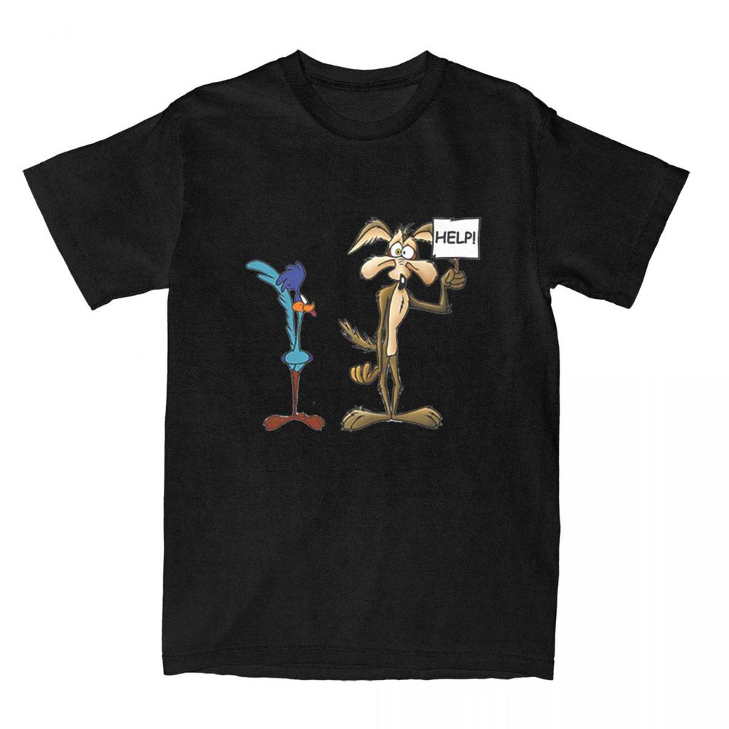Casual Roadrunner Wile Coyote Cartoon T Shirt Unisex Crewneck Short Sleeve Top Tee Cotton Tops