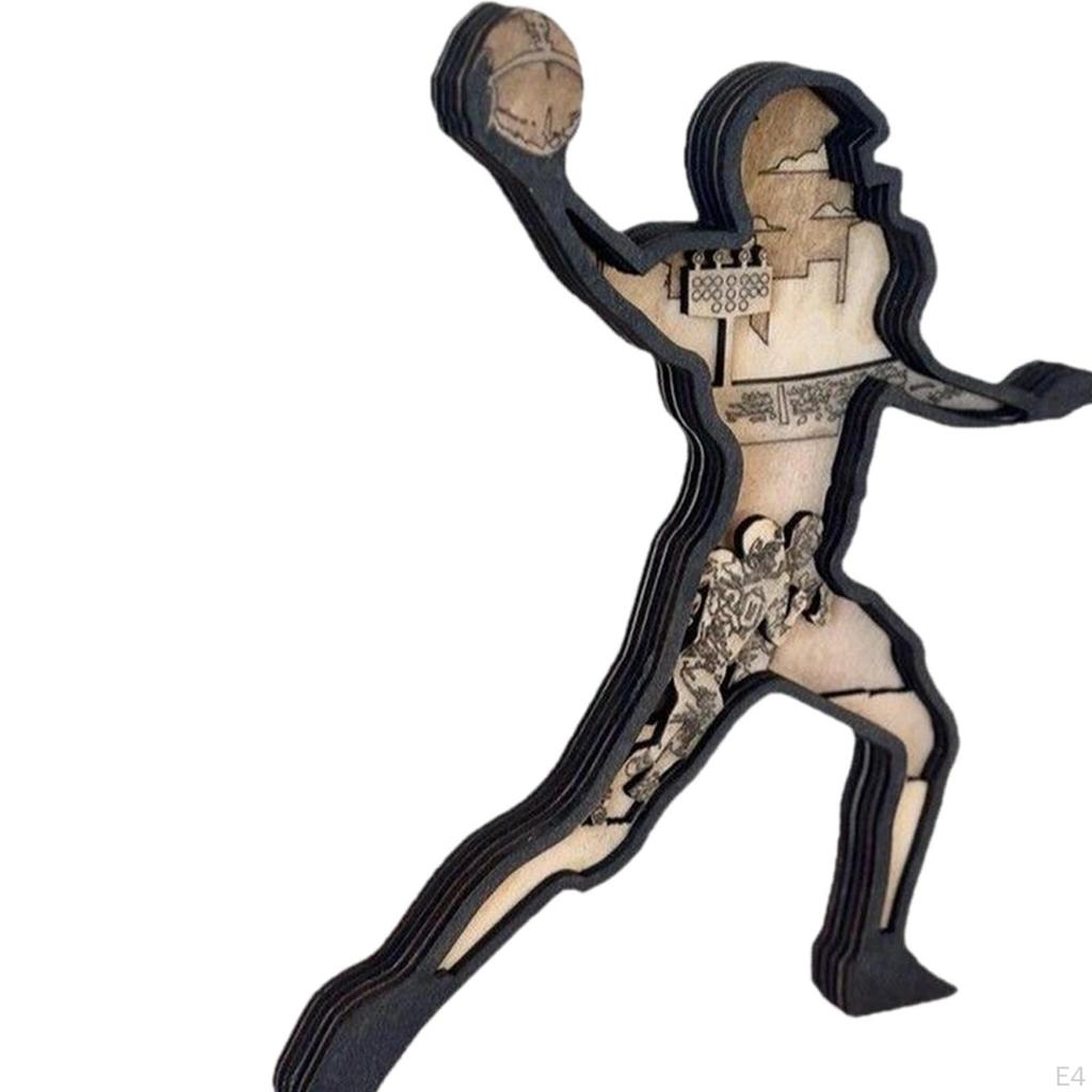 Athlete Figurine Desktop Art Figure Artwork Fans Gifts Player Statue Wood Ornament for Living Room
