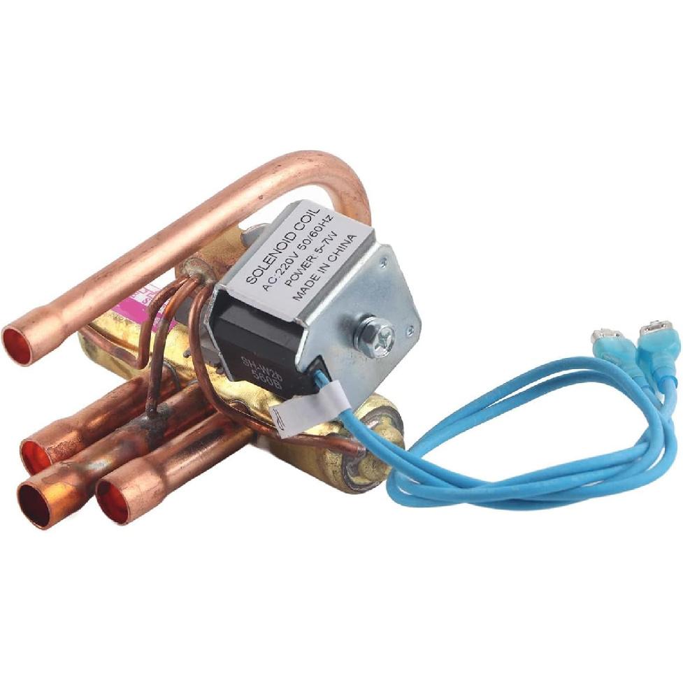 

4 Way Reversing Valve, Copper AC Heat Pump Reversing Valve for R22 R410A R407C R404A, Universal HVAC System Replacement Part for Air Conditioner 1p