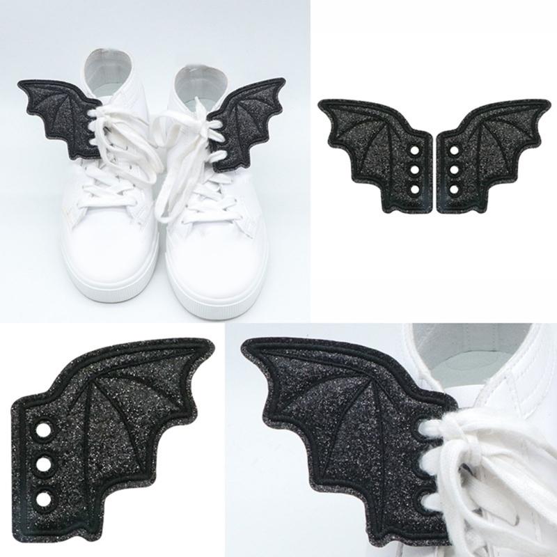PU Leather Bat Wing Shoe Charm Halloween Footwear Decoration Accessories For Sneakers Boot Skateboard And Running Shoe