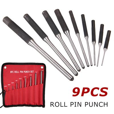 Sada nářadí Kell 9ks Heavy Duty Steel Roll Pin Punch pro stavbu a demontáž pistolí