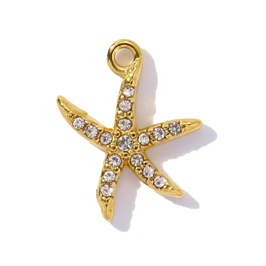 3pcs/Lot Stainless Steel Rhinestone Shell Starfish Crab Pendant Seahorse Dolphin Turtle DIY Charms Necklace Making Women Jewelry