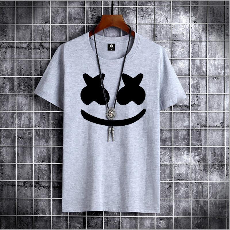 Same Style For Men And Women, Marshmallow Smiley Face, Printed Short-Sleeved T-Shirt And Top.