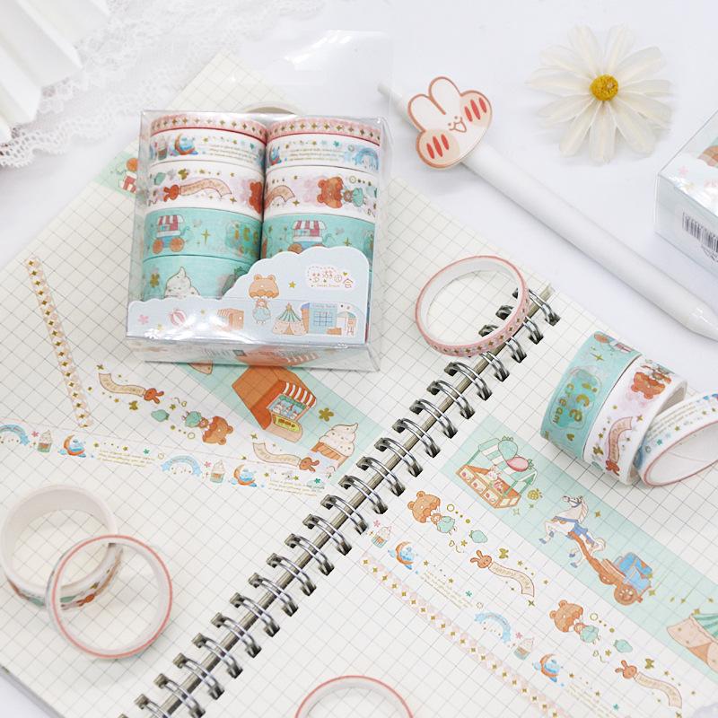 Kreativt Tegneserie Washi Tape Sett - Søte og Fargerike DIY Dekor Klistremerker (10 ruller)
