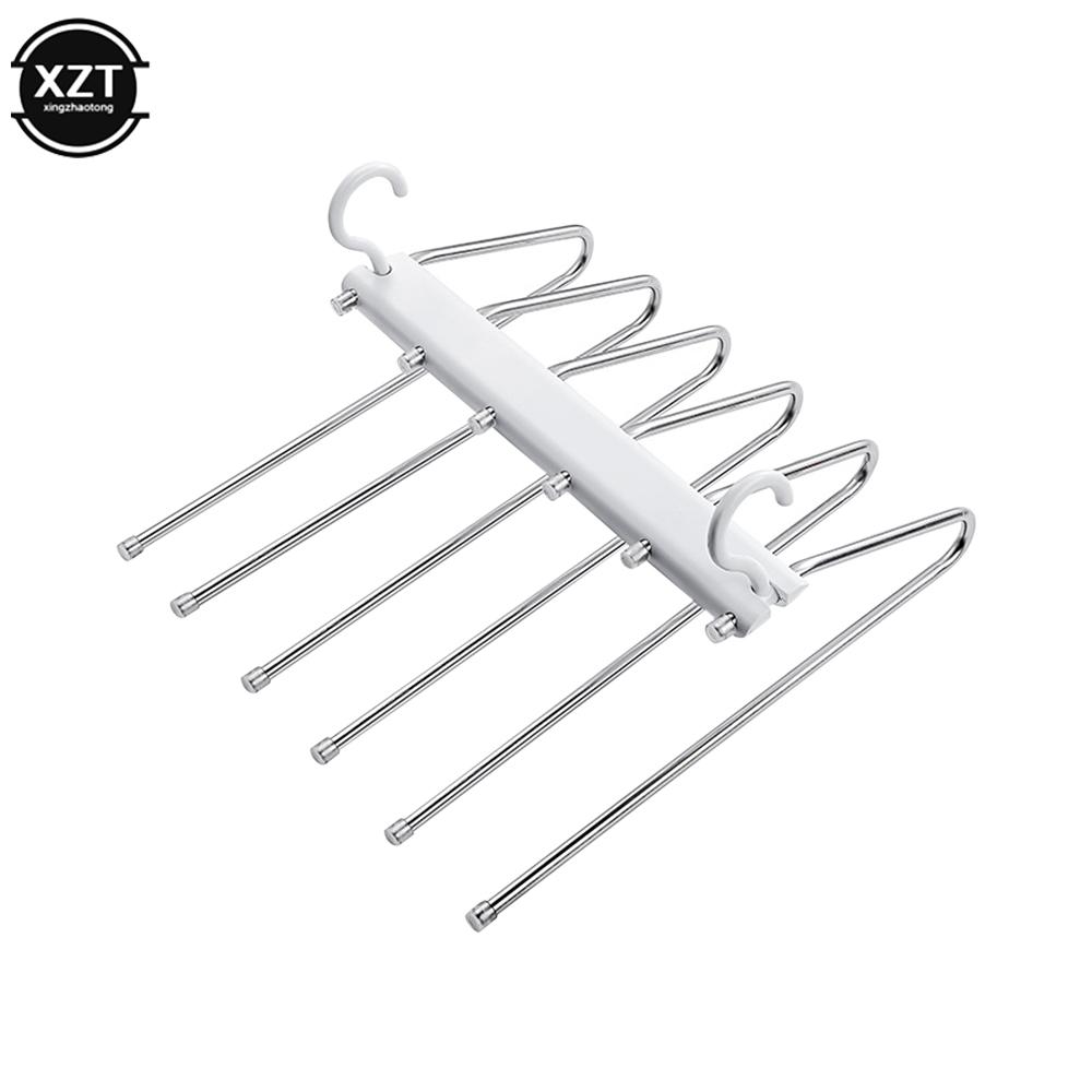 

Многофункциональная вешалка для брюк 6 в 1, вешалка для одежды, регулируемый органайзер для шкафа, стеллаж для хранения брюк, полка для хранения галстуков, штанов белый