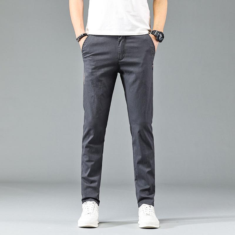 Men's Casual Soft Light Straight Pants - Elastic Waist Slim Fit