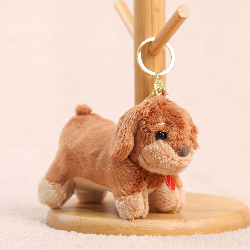 

Cute Plush Dachshund Dog Pendant With Short Plush Material For Backpack Decor коричневий