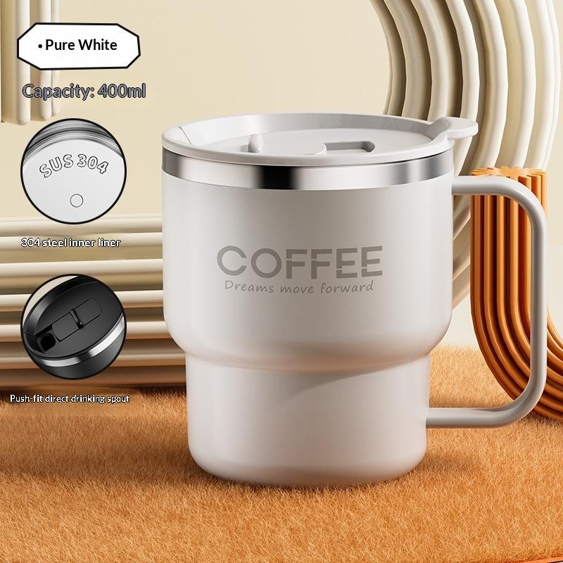 304 Stainless Steel Double Wall Insulated Coffee Cup With Handle Portable Students Leak-Proof Water Cup Milk Coffee Mug