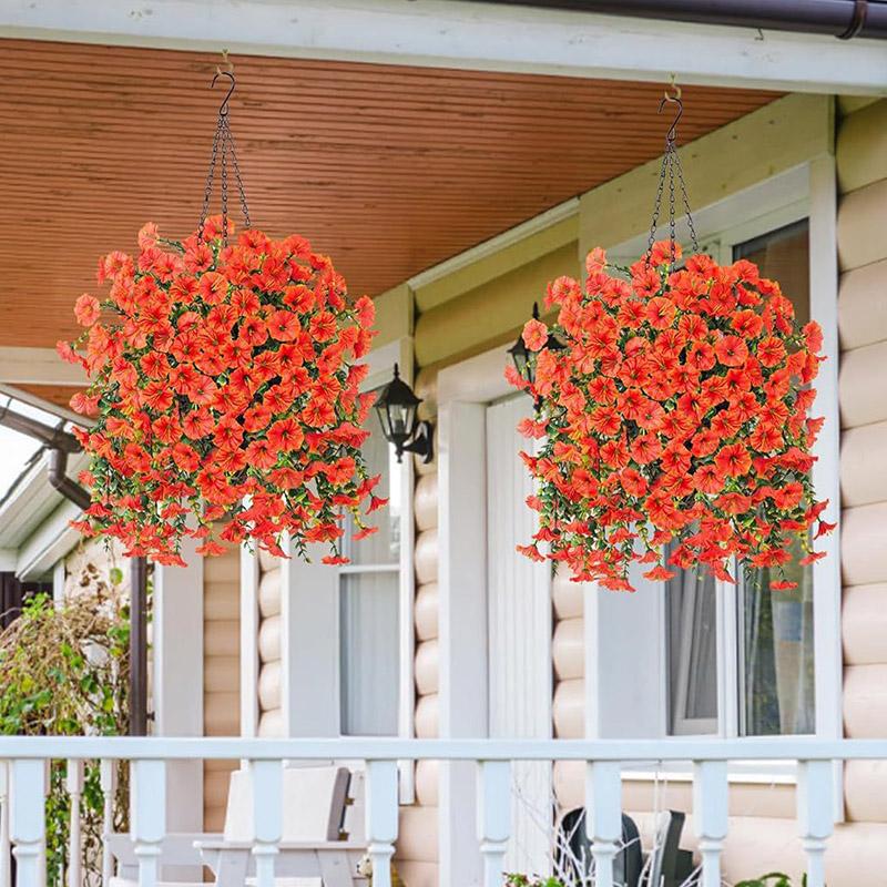 1pc UV-Resistant Artificial Morning Glory Eucalyptus Hanging Decor - Perfect for Home Garden Weddings Versatile Outdoor Decor