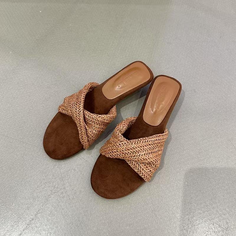 Fashion Fashion Round Toe Ladies Wedges Sandals Shoes Summer Beach Female Slides Low Heel Women Wedges Sandals Shoes Slippers 2025 New
