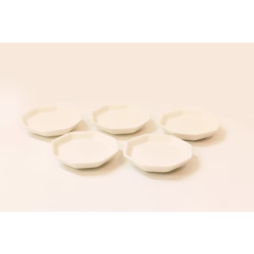 Moa Feteli (Moa Feteli) Glückliche achteckige unglasierte Teller für Salz, 2 Zoll (8,5 cm), 5er-Set (Klein)