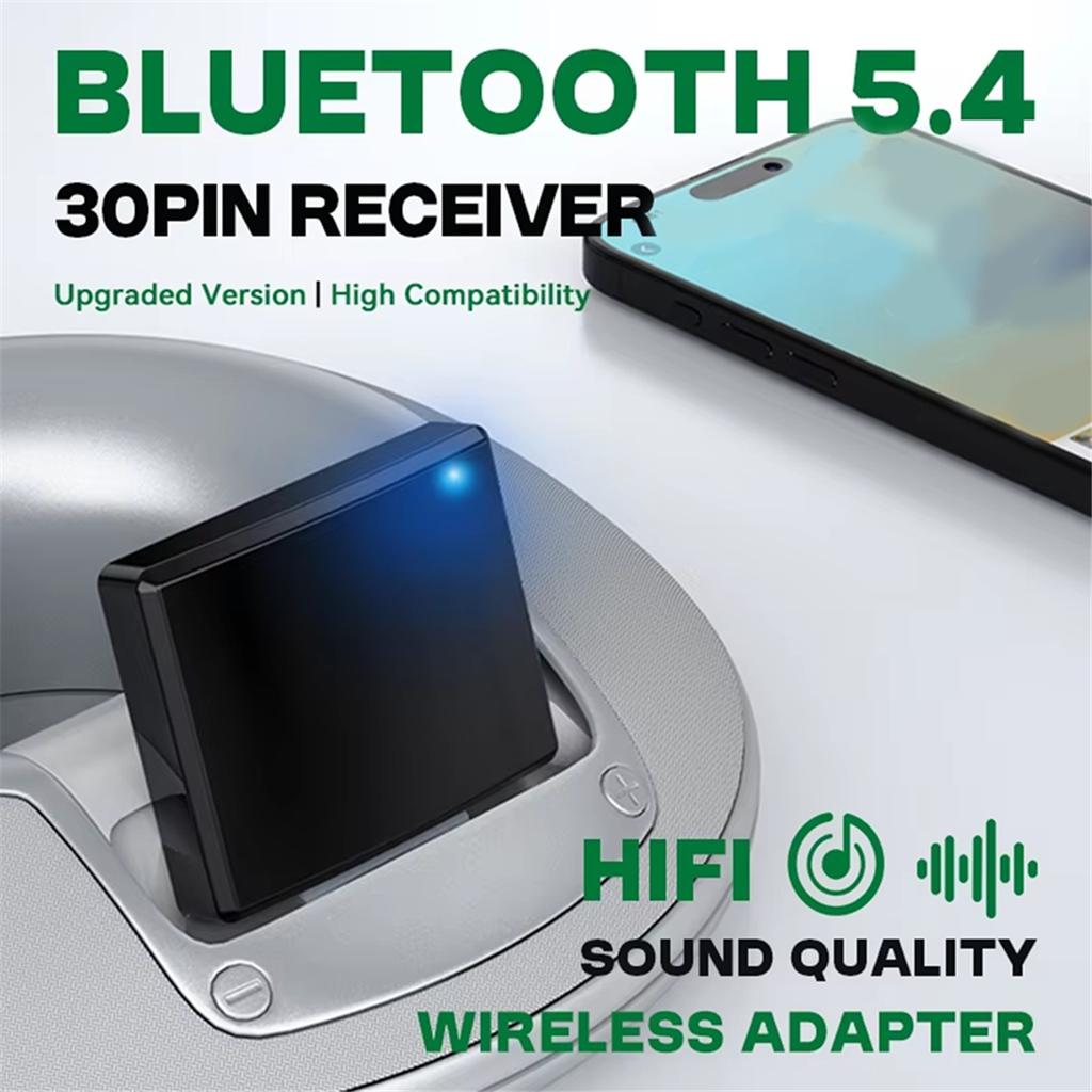 30Pin Bluetooth 5.4 Audio Receiver HIFI Lossless Music High Compatibility Wireless A2DP for 30 Pin Dock Analog Speaker