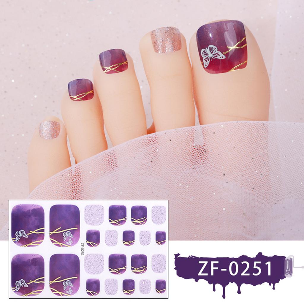 22tips/sheet Toenail Sticker Full Cover Waterproof Non-toxic Sticker Foot Toenail Tablets Nail Sticker DIY Nail Art Tool