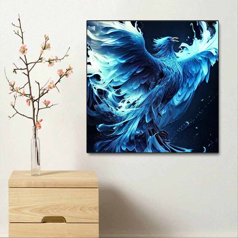 New Arrival 5D DIY Full Circle Diamond Painting "Blue Flame Phoenix" Embroidery Cross Stitch Home Decor Gift