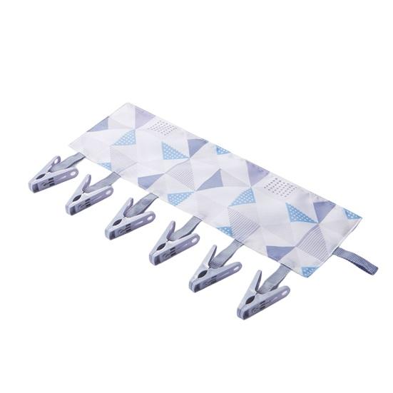 Clothes Socks Hanger with 6 Clips Strong Load-bearing Fastener Tape Design Folding Clothes Hanger Clips Towel Drying Rack