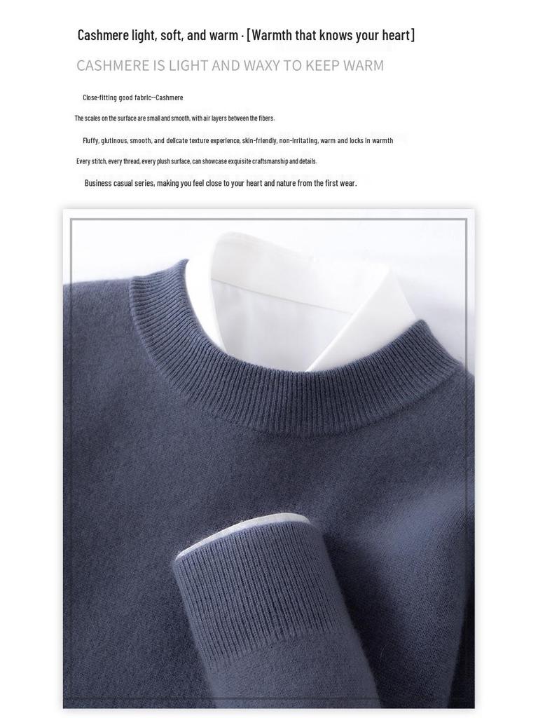 Men's Cashmere Half-High Neck Thick Knit Casual Pullover Sweater