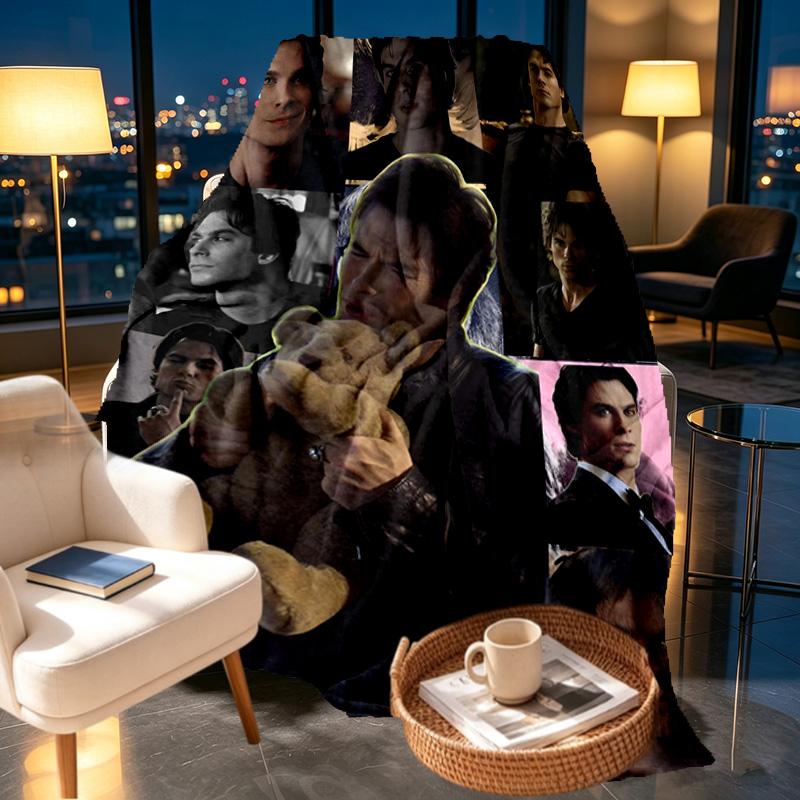 Damon Salvatore Print Blanket - Soft & Comfortable, for Bedroom, Travel, Sofa, Home Decoration - Birthday Christmas Gift for Friend