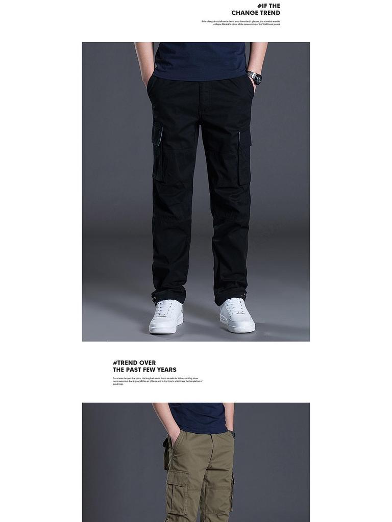 Men's Casual Workwear Pants - Wear-Resistant, Loose-Fit, Straight-Leg with Multi-Pockets for Spring and Autumn