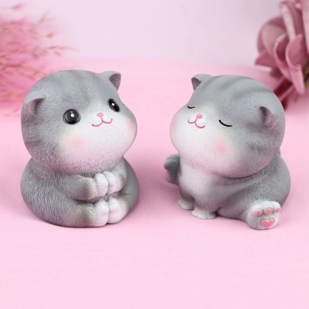 

Cartoon Resin Lucky Cat Ornament Kawaii Cartoon Wealth Cat Model Bedroom Style 1